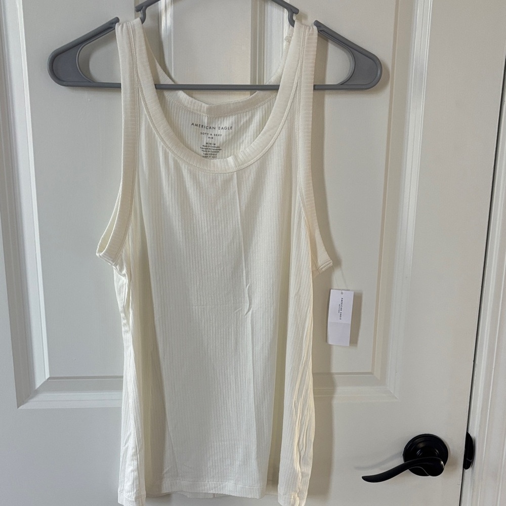 American Eagle Outfitters White Ribbed Tank Top
